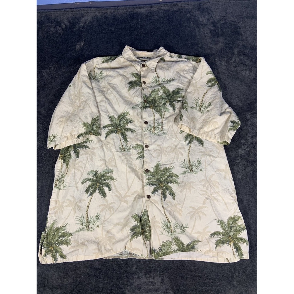 Go Barefoot Territory Ahead Hawaiian Shirt XL Men Cotton Palm Tree Tropical